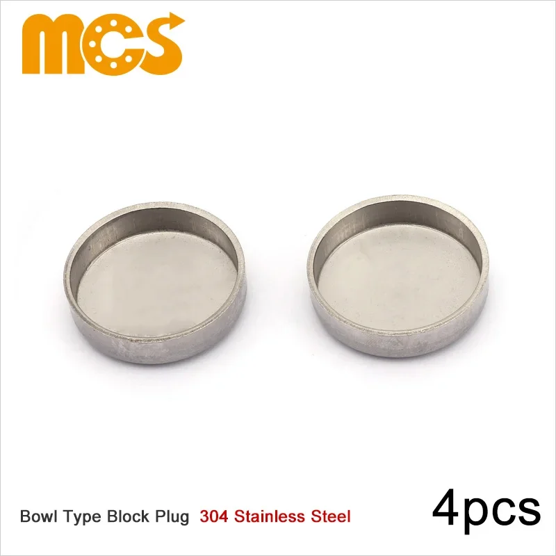 4pcs Stainless Steel Bowl Type Plug Push-in Cap Expansion Plug for Car Truck Tractor Engine Water Block Thicken Sealing