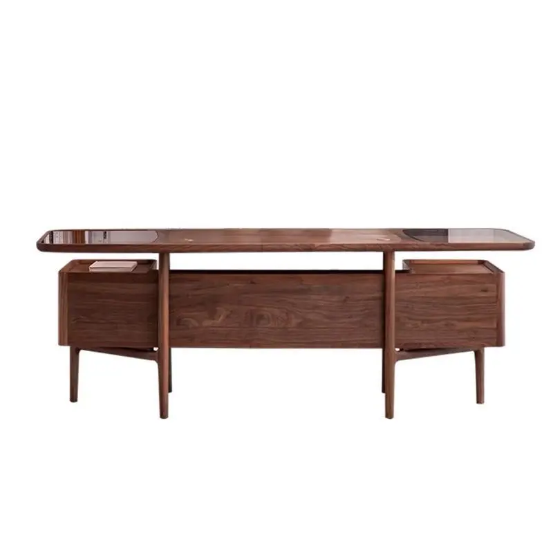 Nordic computer desk black walnut solid wood desk drawer North American modern Chinese writing home study desk