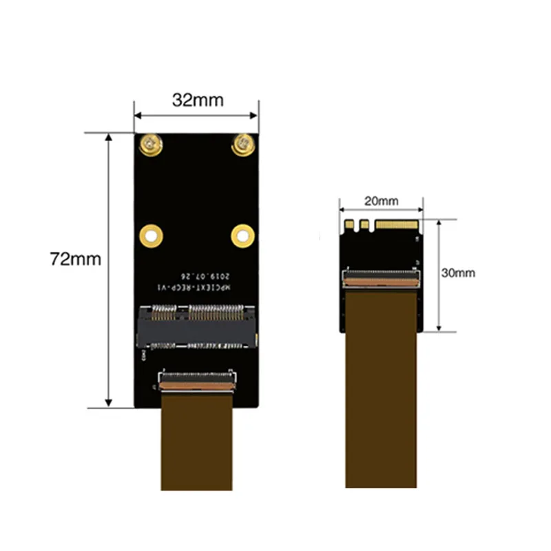 Cable adaptador de placa base M.2 A Mini PCIe, tarjeta de red M.2 NGFF, llave A/E A Minipcie mPCIe, extensor de extensión de cinta Flexible