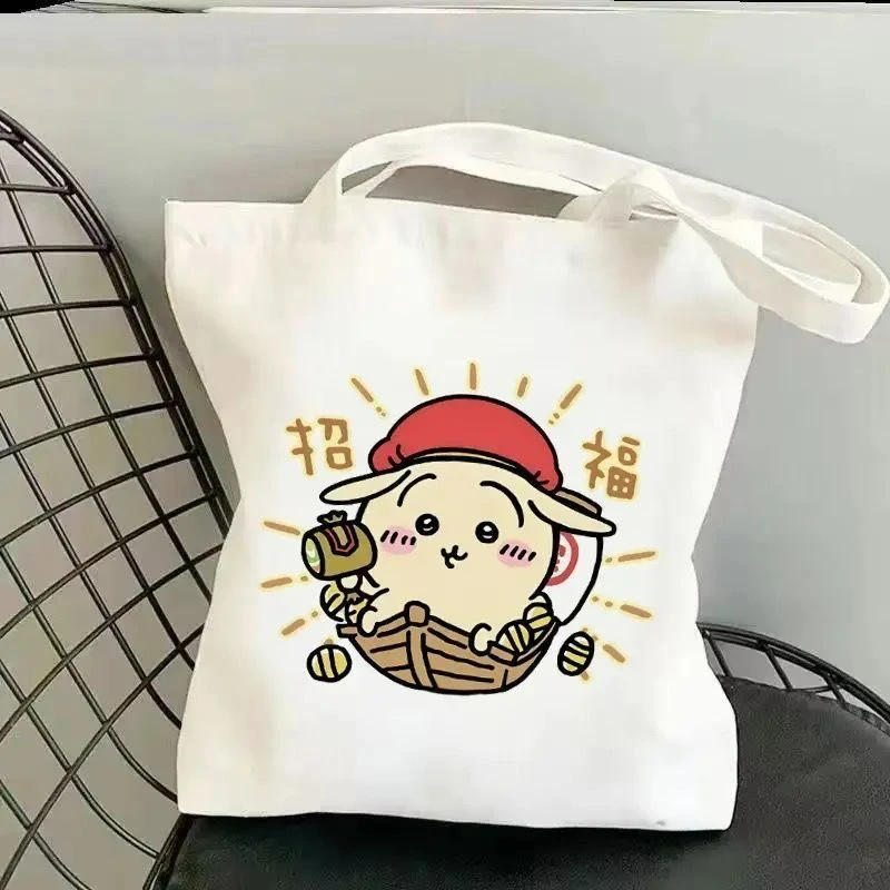 حقيبة يد نسائية من Kawaii Chiikawa، حقيبة تسوق كاجوال ذات سعة كبيرة، صديقة للبيئة، حقيبة كتف قماشية عصرية قابلة لإعادة الاستخدام، هدية