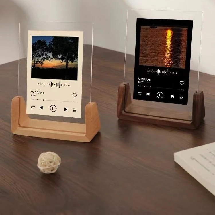 Modern walnut U-shaped photo frame office desktop beech u-shaped photo frame ornament home photo decoration wood photo frame