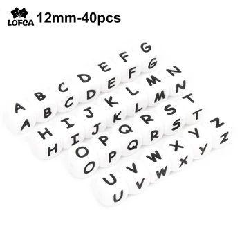 LOFCA 40 stks Alfabet Siliconen Letter Kralen 12mm Tandjes Kralen Food Grade Bijtring Engelse Letters Baby Verpleging voor Tandjes