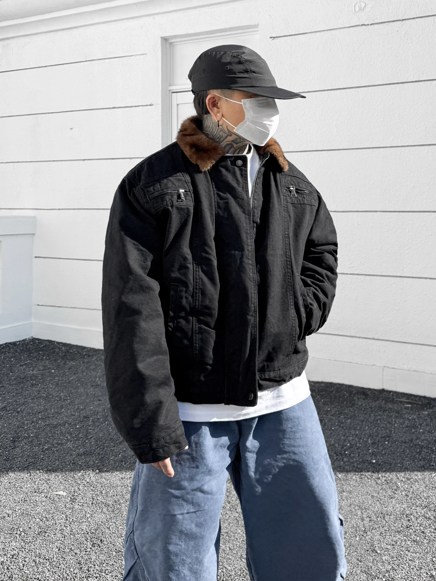 

Модная мужская теплая рабочая куртка в американском ретро-стиле, свободного кроя, с воротником-стойкой, из хлопка, для молодежи, повседневная, в стиле casual.