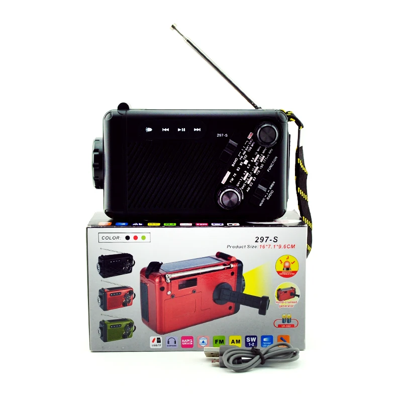Fp-297-S Fepe Red Cross Portable Am Fm Sw 4 Band 500Mah Solar Charger Powered Hand Operated Emergency Radio