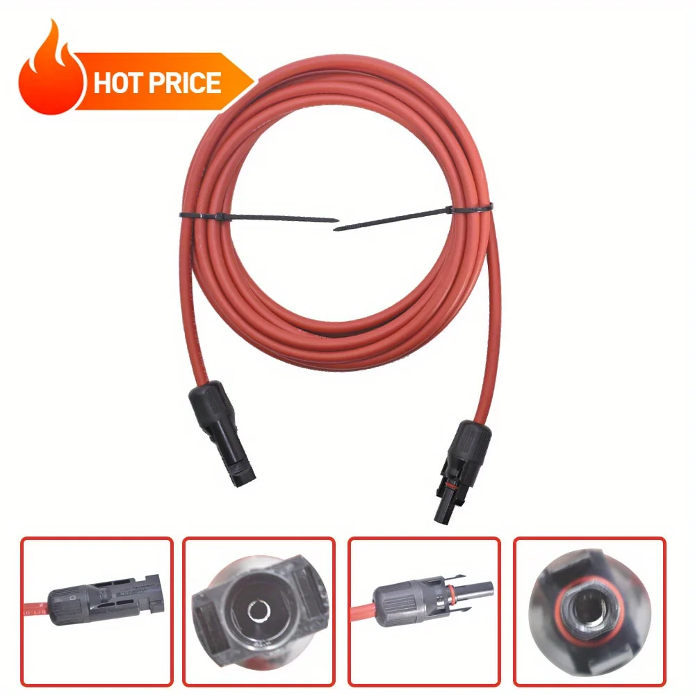 جودة عالية 10 AWG 15 FT لوحة طاقة شمسية تمديد سلك كابل موصل أسود + أحمر