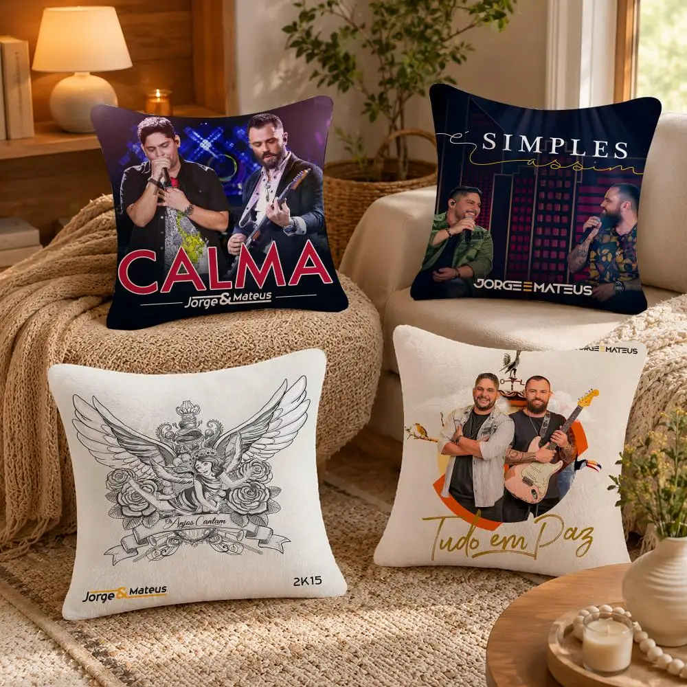 Famous Group J-Jorge & Mateus Cushion Cover Soft Short Plush Pillow Case Double Sided Print Washable Sofa Bed Home Decor Gift