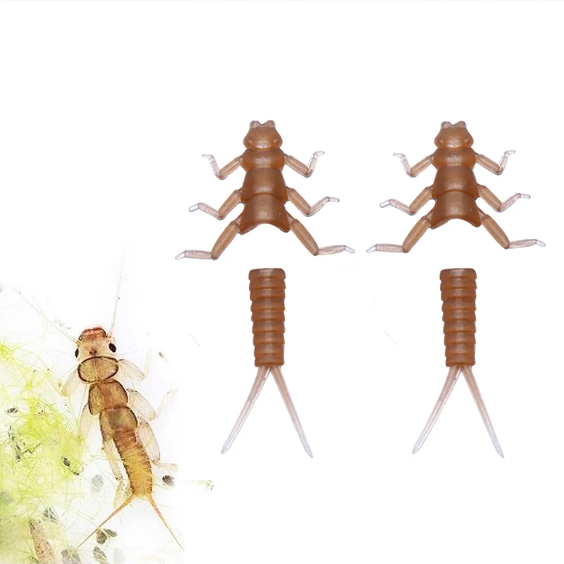 New 30pcs/set stonefly nymph rubber body and nymph hooks combo synthetic fly tying materials fly fishing artificial nymph flies
