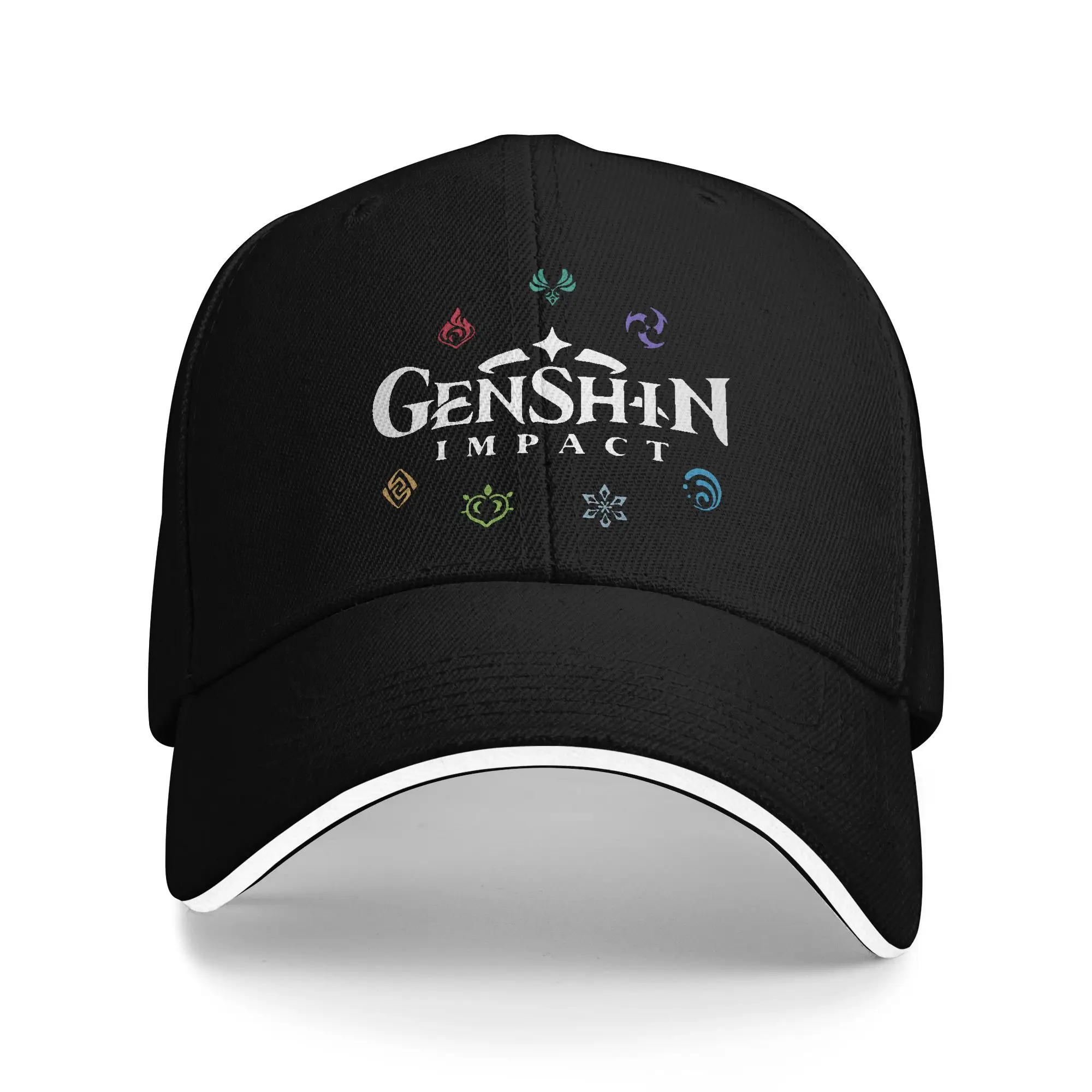 Genshin Impact Game Elements Colours Baseball Cap Casual  Sandwich Caps Men Women Breathable Dad Hat Sport