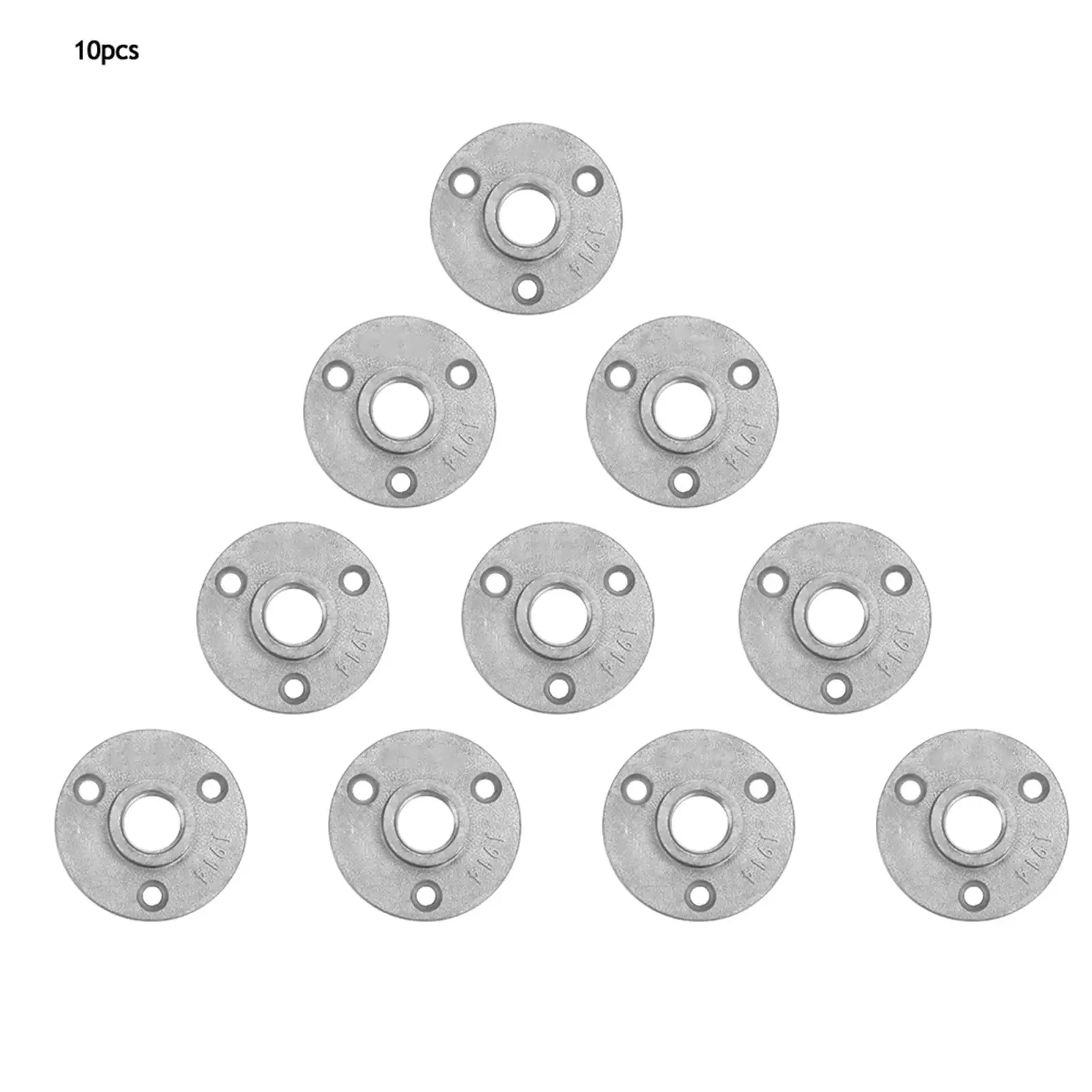 10Pcs 65mm DN15 Aluminum Cast Iron 3-Hole Floor Flange Base for Retro Faucets - 1/2in Thread