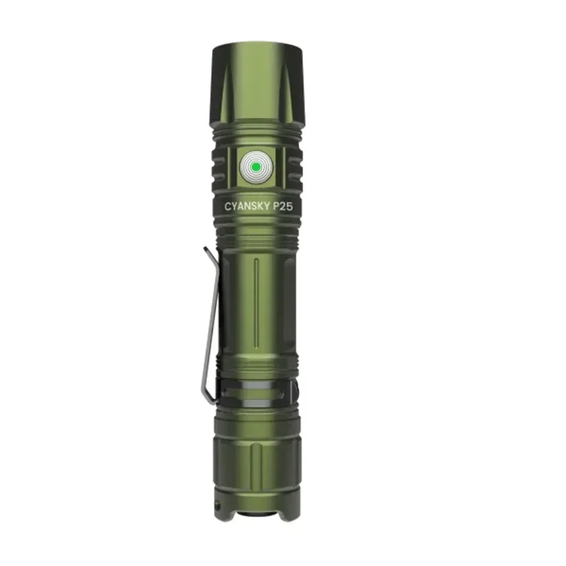 CYANSKY P25 V2.0 3600LM Pale Silver Micro-arc Oxidation Flashlight 18650 USB-C Outdoor Floodlight EDC LED Torch Survival Tools