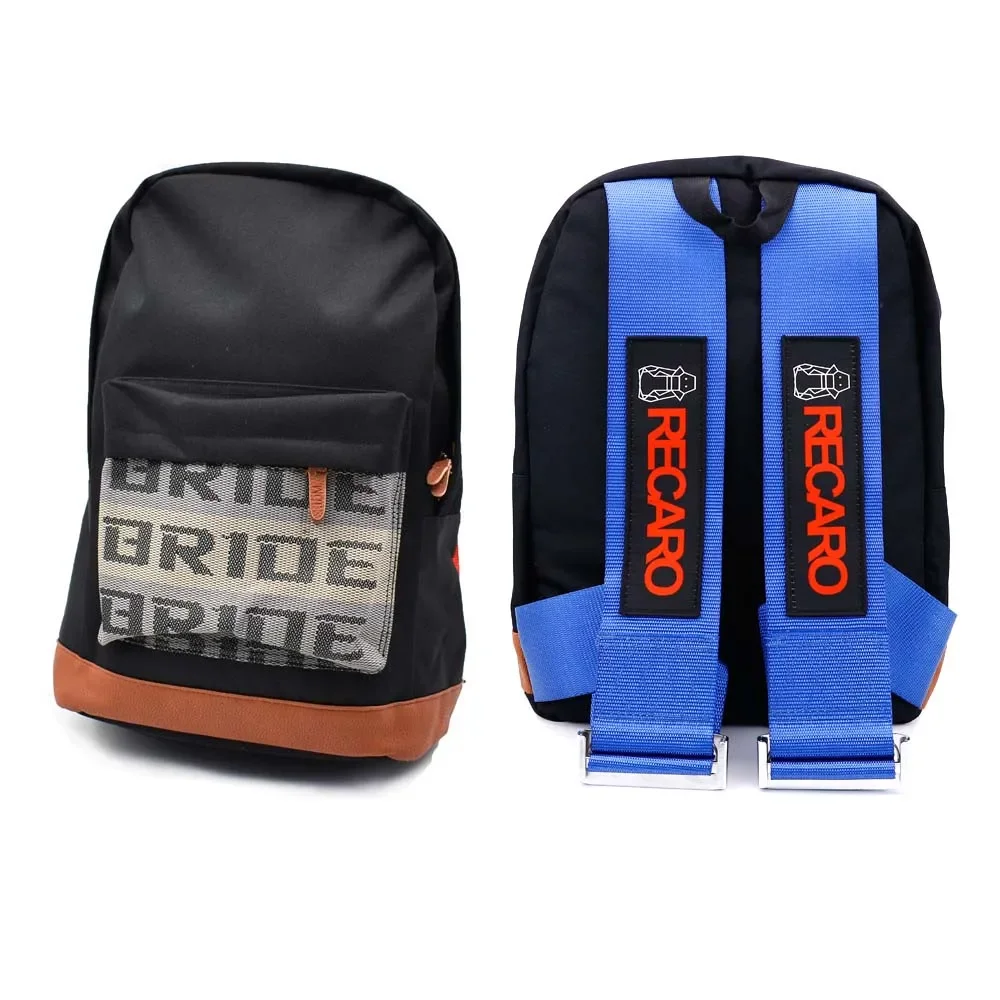 RECARO BRIDE MUGEN Racing Fabric Strap Style School Backpack JDM Style Car Canvas Backpack Racing Souvenirs