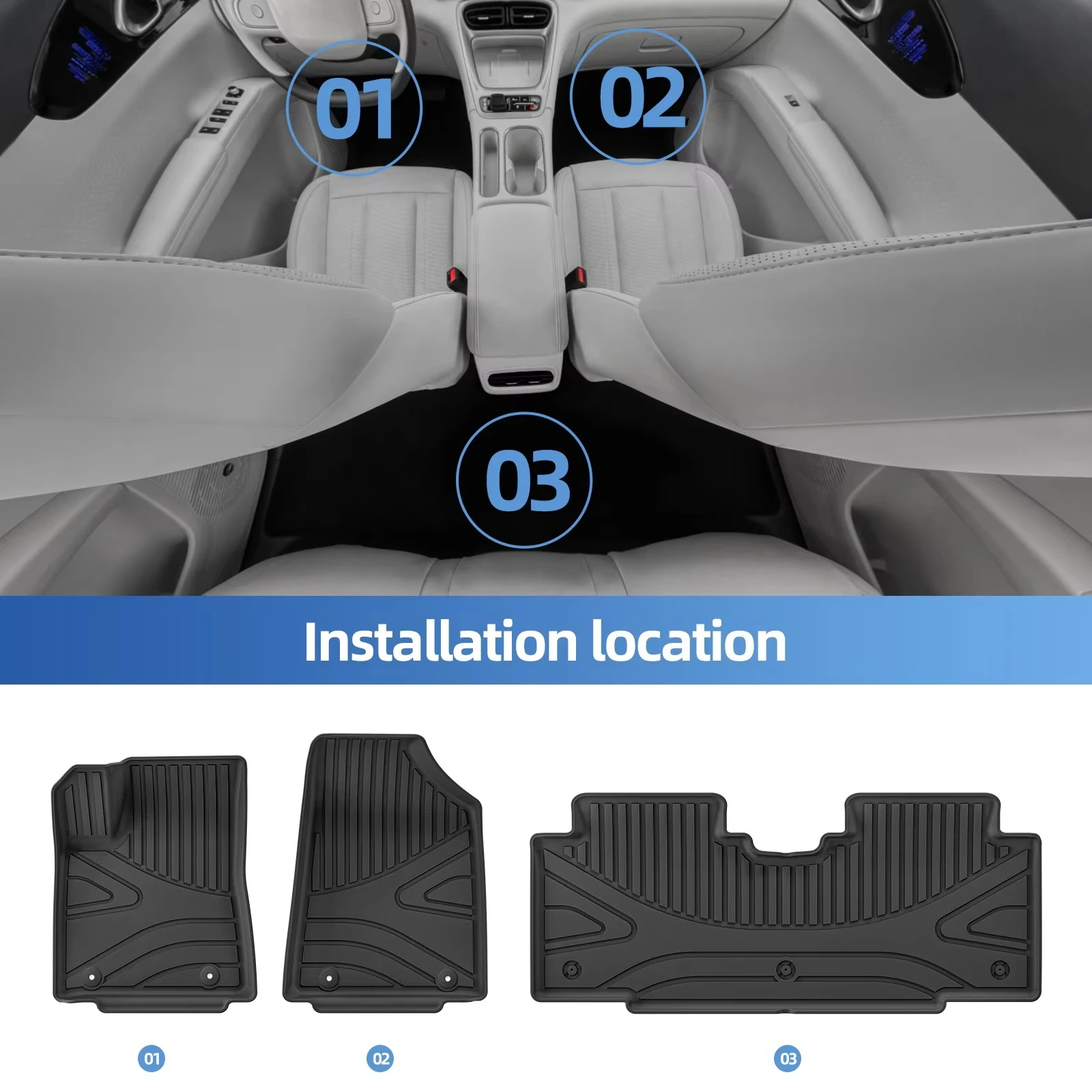 Left Hand Drive for Geely EX2/Geely E2/Xingyuan 2025 2026 TPE 3D Car Floor Mats Foot Pad 3PCS Set Black Accessories