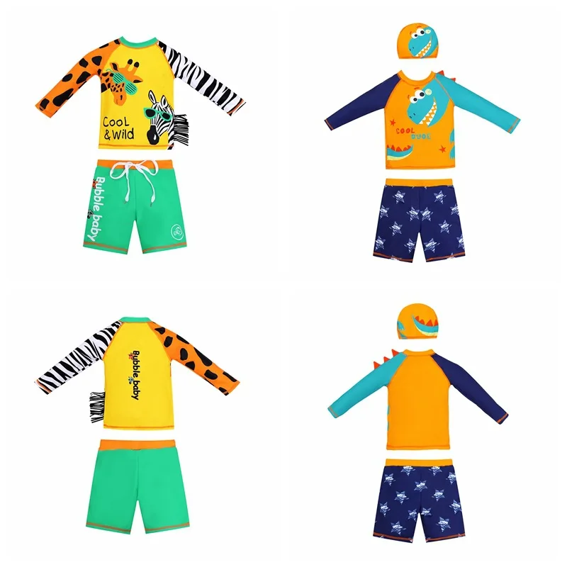 

3 Piece Set Children Swimwear 2026 New Comfortable Sun Protection Long Sleeve Split Swimsuit Cartoon Beach Wear Bathing Suit