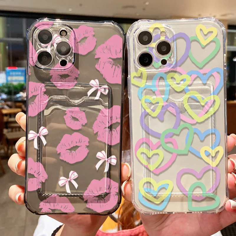 Sexy Lip Transparent Phone Case For Samsung A16 A57 A56 A37 A17 A07 A55 A54 A35 S26 S25 S24 S23 Ultra Card Slot Bag Holder Cover - view 2