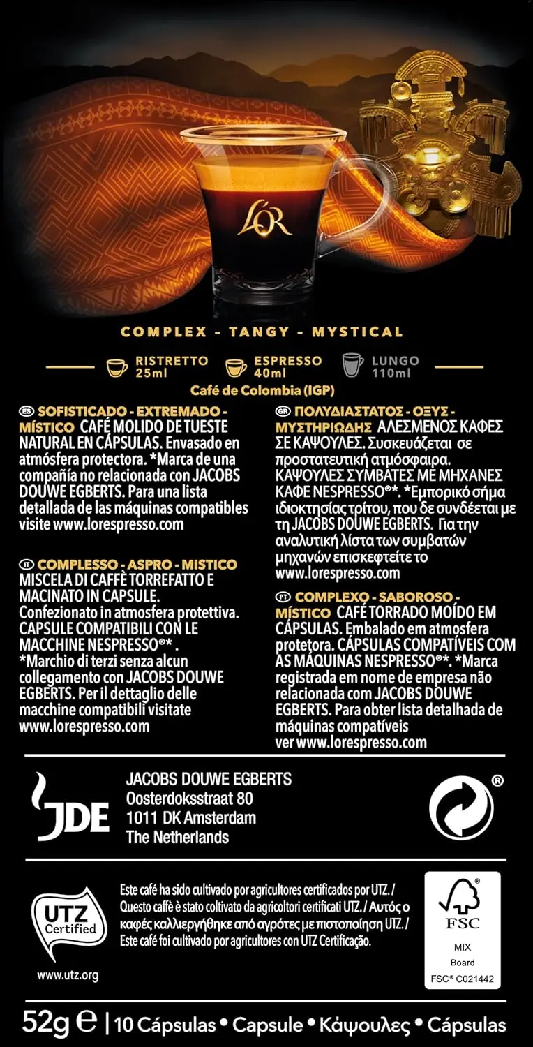 Capsula coffee LÓR NESPRESSO pack 10 boxes of 10 units per box