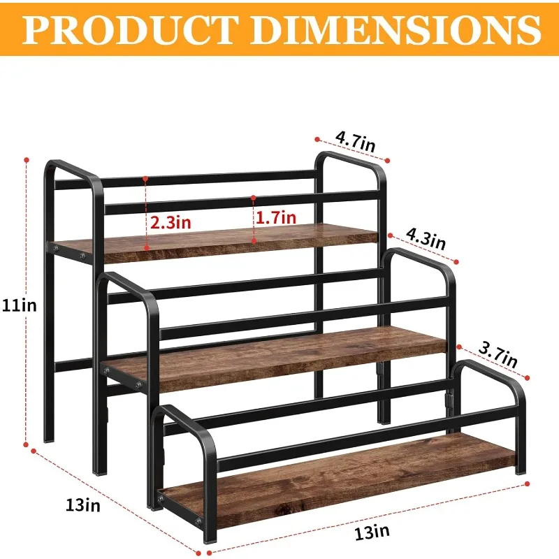 Three Layers of Coffee Syrup, 12 Bottle Capacity Syrup Rack Coffee Bar Station, Wine Rack Countertop,Layered Spice Rack Cabinets