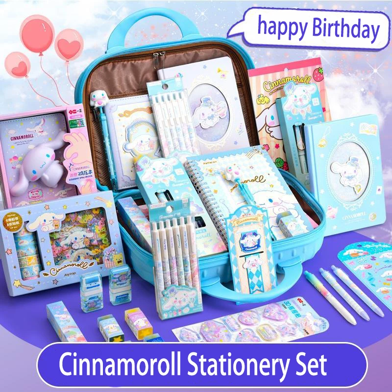 

Kawaii Sanrio Cinnamoroll Stationary Set Creativity Student Pen Holder Notebook Gift Box Learn Supplies Child Birthday Gift