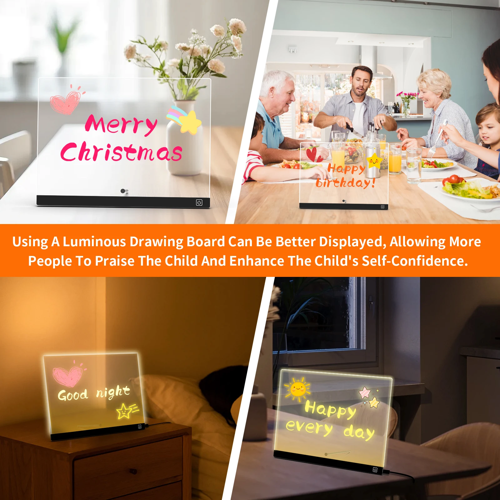 Светодиодная доска для сообщений с подставкой — в комплект входит 7 маркеров и ткань из микрофибры, доска для заметок с акриловым освещением для дома/офиса