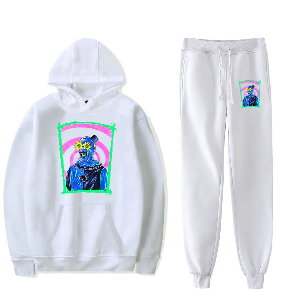 Terrifier Art the Clown Vintage 90s Merch Hoodies Set Hoodie Pants Two-Piece Pullover Men Women 