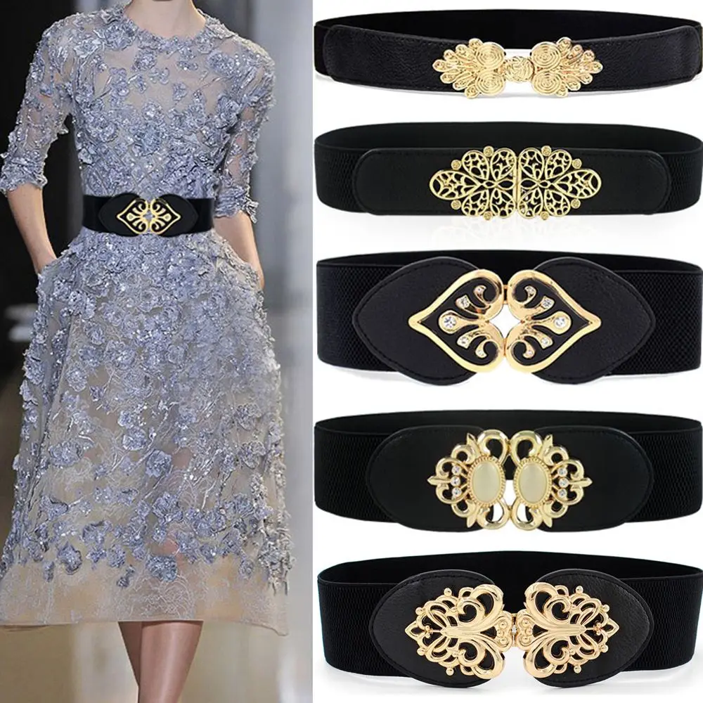 Female Women Accessories Clothing Supplies Wide Waist Belt Dress Strap Waistband Elastic Buckle