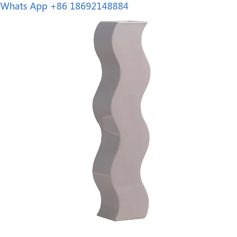 Modern Art S Shape Wave Vase Metal Nordic Style Decorative Flower Holder for Living Room or Entryway Decoration