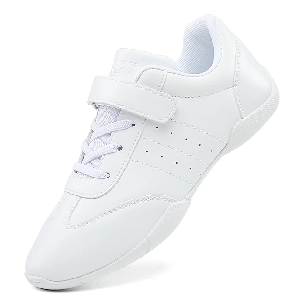 Girls White Cheerleading Shoes Kids Training Dancing Tennis Shoes Lightweight Comfortable Flat Shoes Indoor Outdoor Sports Shoe