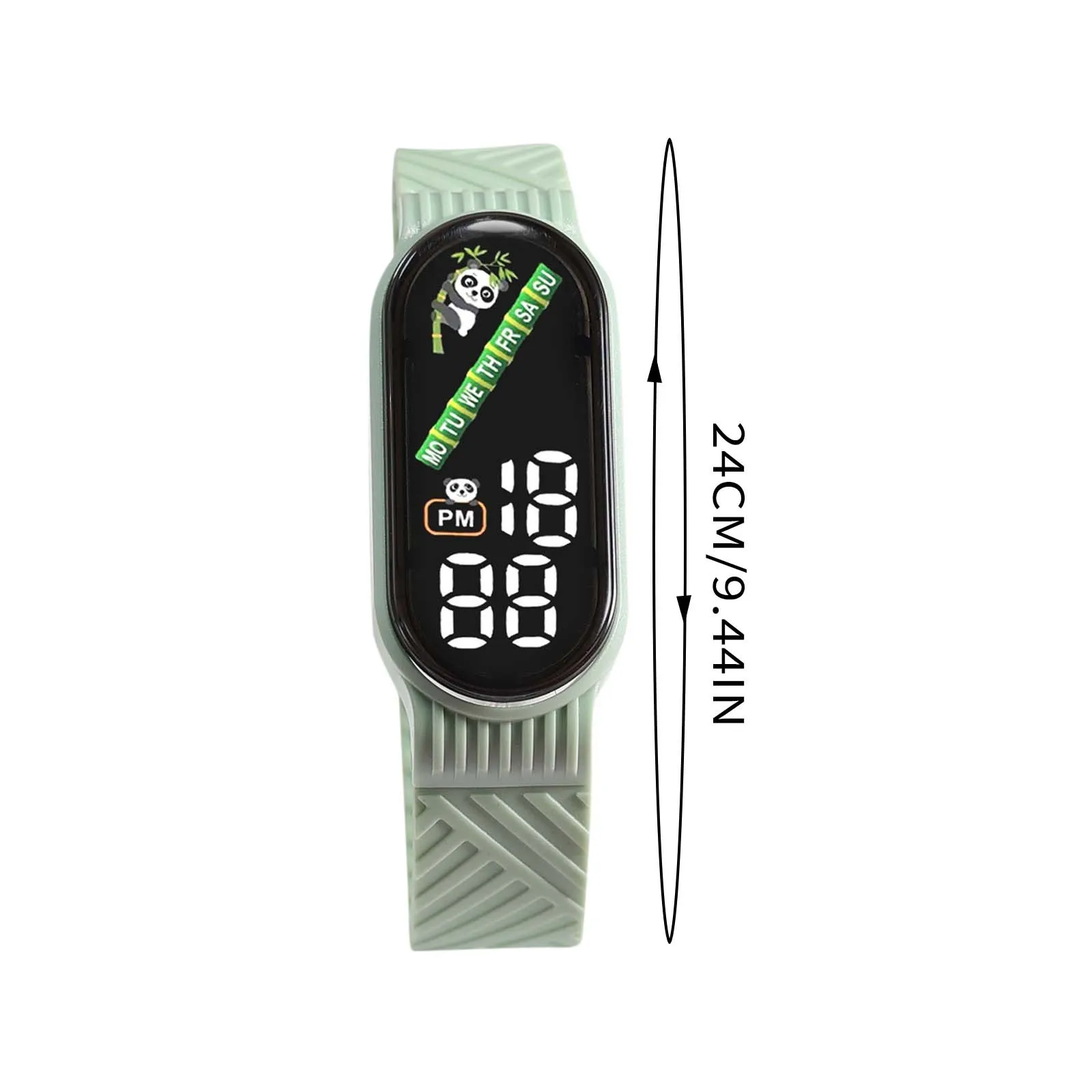 Uhr für Kinder täglich Outdoor-Sport Leben wasserdicht Armband elektronische Uhr Display Woche Uhr Cartoon Panda Bambus-Stil