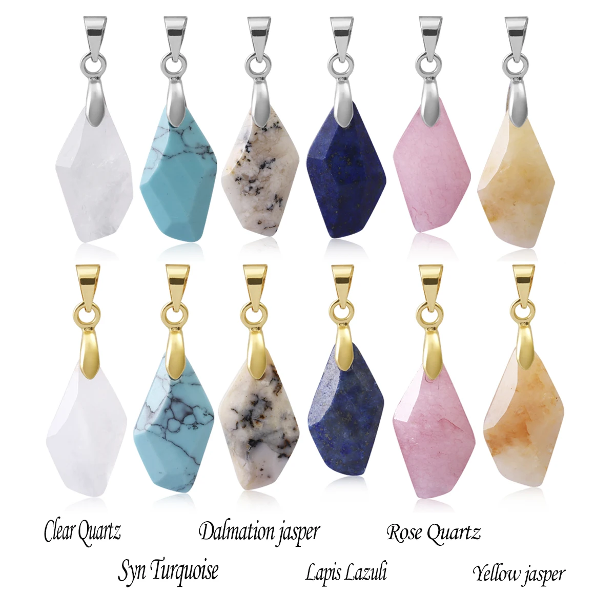 12pcs Natural Gemstones Gemstones Facets Irregular Pendants Handmade Crafts Diy Charms Necklaces Earrings Accessories Gifts