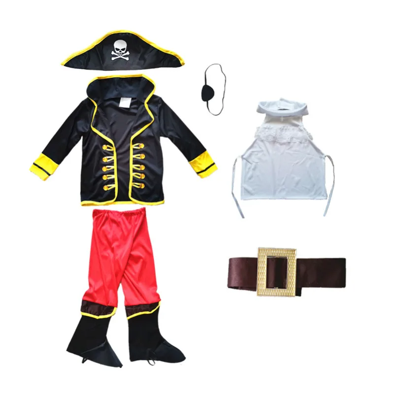 Children Carnival Boys Pirate Cosplay Costume Kids Girls Caribbean Birthday Party Clothes Sets Dress