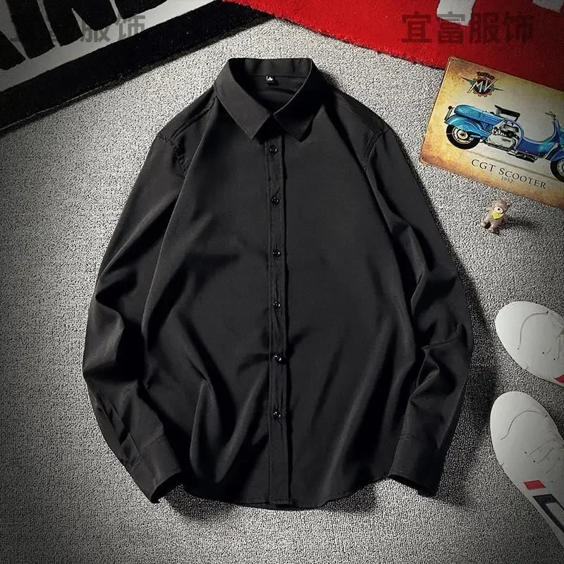 

2023 Loose Men's Clothing New Formal Office Business Casual Tops Thin Solid Spring Summer Fashion Casual Button Capable Loose