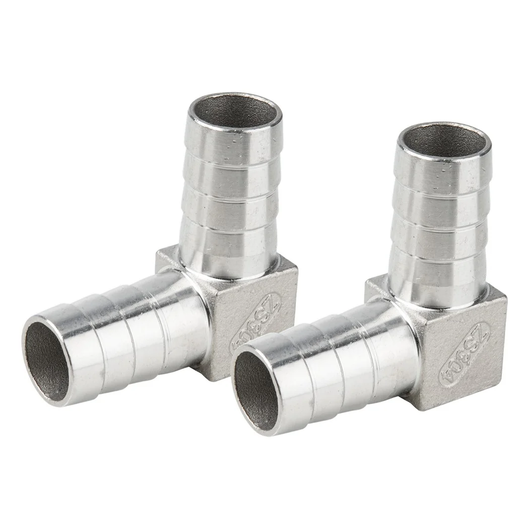 1’’ Hose Barb 2Pcs Stainless Steel Hose Barb Fittings 90 Degree Elbows Change The Tubing’S Flow Right Angle L Connector Crimp