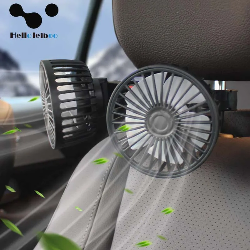 Car Fan 3-Speed 360° Degree Rotation Neck Cooler USB Charge  High Power Dual Head Low Noise Fan for Summer Car Accessories