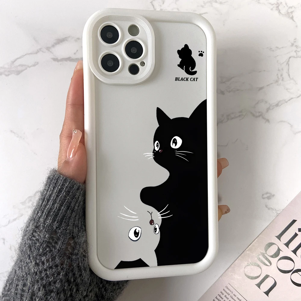 Cute Cat Phone Case for Oppo Reno 12 11 10 8 7 6 5 4 3 2 Reno12 Reno11 Reno10 Reno8 T Z F Pro Plus 4G 5G Ladder Lens Cover