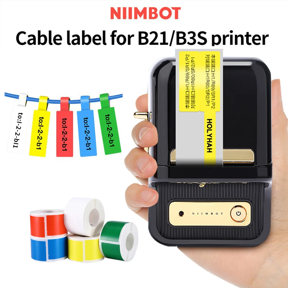 

2Rolls Niimbot D11 D110 D101 Self Adhesive Cable Stickers Waterproof Identification Fiber Wire Tags Labels for Network Marker