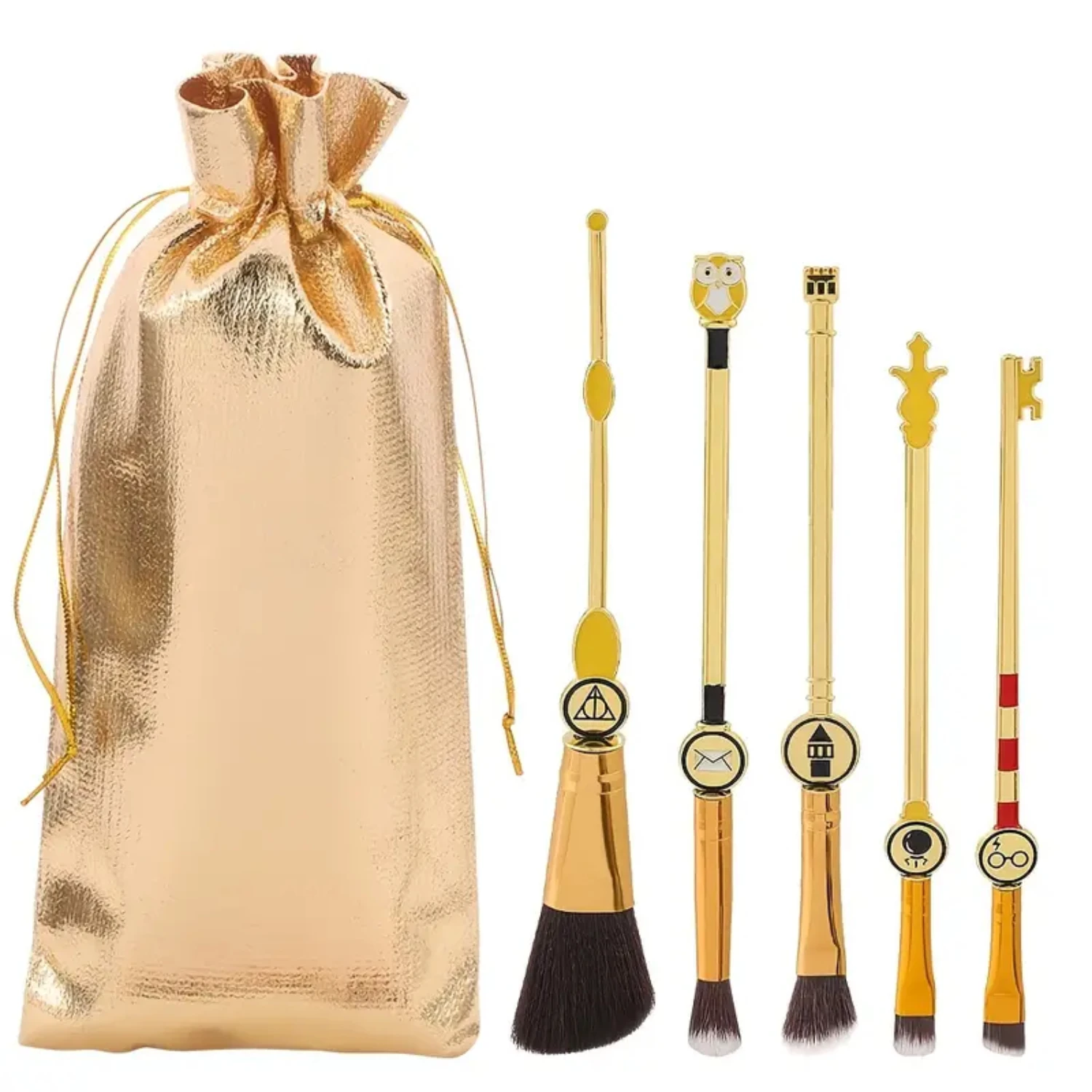 

Include Golden Drawstring Bag Professional 5pcs Cosmetic Makeup Brush Set – Complete Makeup Brushes Tool Kit