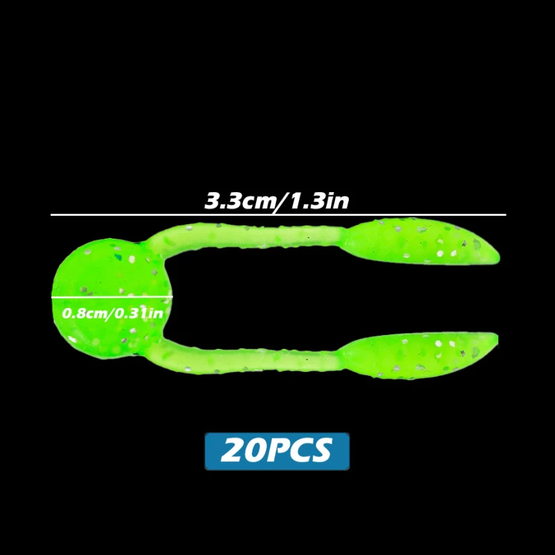 20PCS Jumping Beans Fishing Lures Set with 3.3cm Artificial Bait, TPE Material, Lifelike Simulation Soft Lures for Bass