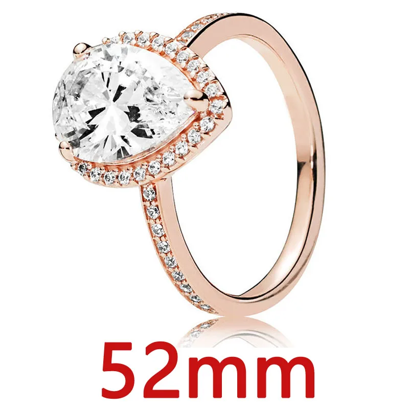 Women's 925 Sterling Silver Rose Gold Radiant Teardrop Ring Set