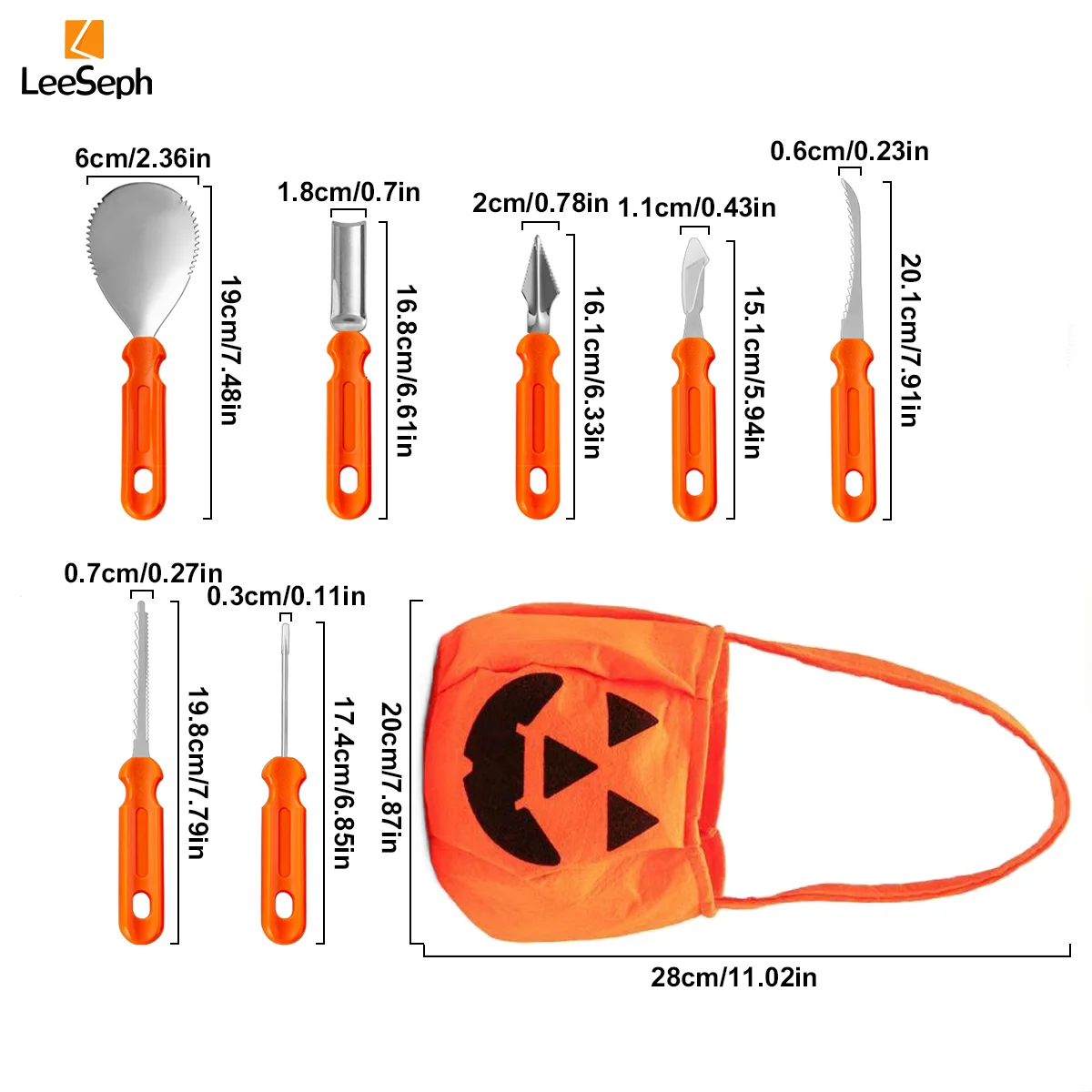 Leeseph Halloween Pumpkin Carving Kit, Stainless Steel Carving Tools Set with Carrying Bag, Halloween Decoration DIY Carver Tool