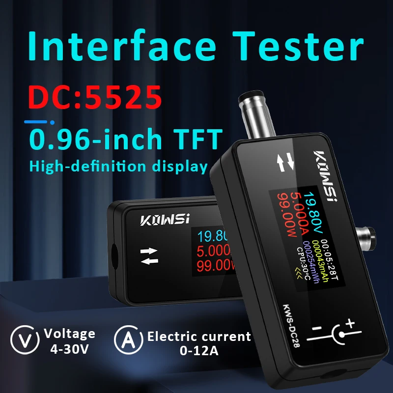 KWS-DC28 Interface Tester 0.96 inch TFT HD Digital Display Voltage Current Tester Phone Charging Tester Detect Electrician Tool