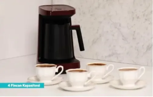 Máquina de café turca con sensor automático, dispositivo de marca Flavel, capacidad de 4 tazas, preparación de café de un toque con sonido y luz