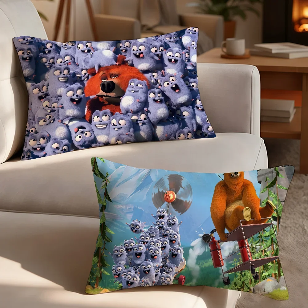 Cartoon G-GRizzy and Lemmings-S cushion cover Breathable Washable Decor Shell Pillowcase Zipper Sofa Office Lumbar Decoration