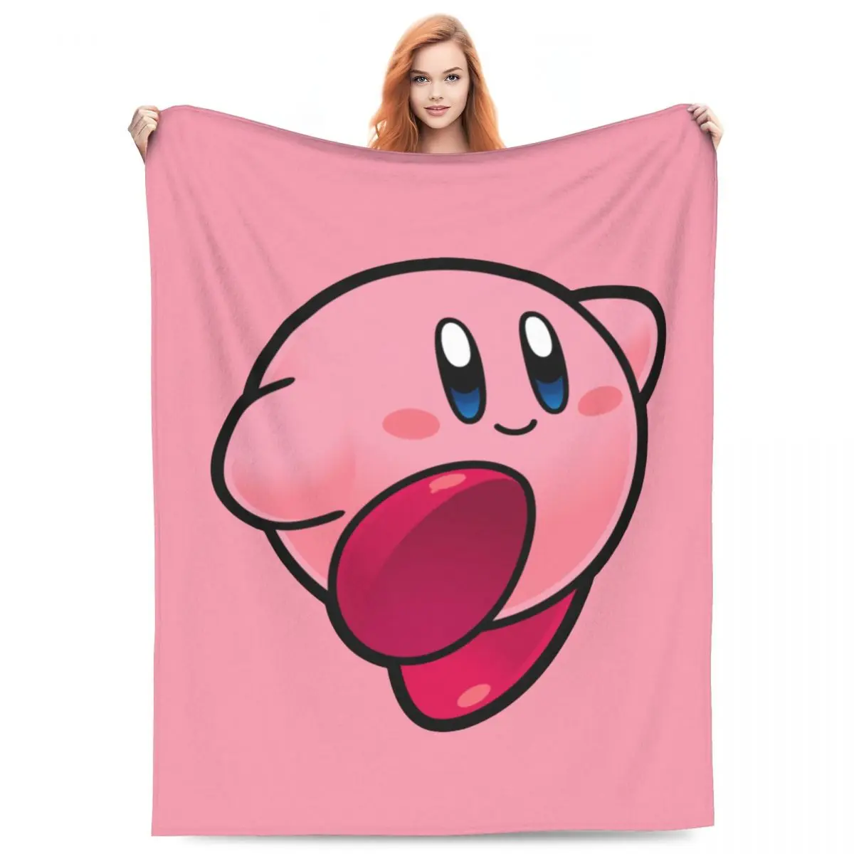 

Вязаное одеяло Kirbys, фланелевое ностальгическое детство, игра ACT, супер теплое одеяло для дома, дивана, кровати, ковер