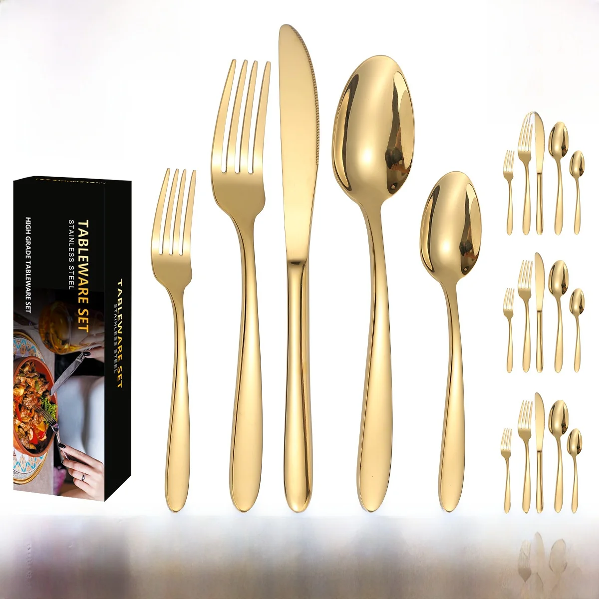 

Stainl Steel Western Dining Utensils Set 20pcs Gift Box Set Steak Knife Fork Spoon Dert Knife Fork Spoon Cross-Border