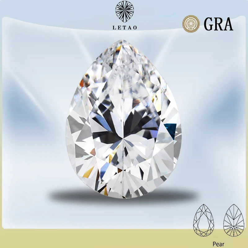 

Moissanite Loose Stone Top D Pear Cut VVS1 Advanced Jewelry Rings Earring Material Pass Diamond Tester GRA Certificate