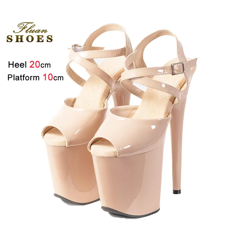 

Cross Strap Sexy Model Runway Shoes 20CM Super High Heels Women Peep Toe Sandals Nightclub Party Stiletto Thick Platform Sandals