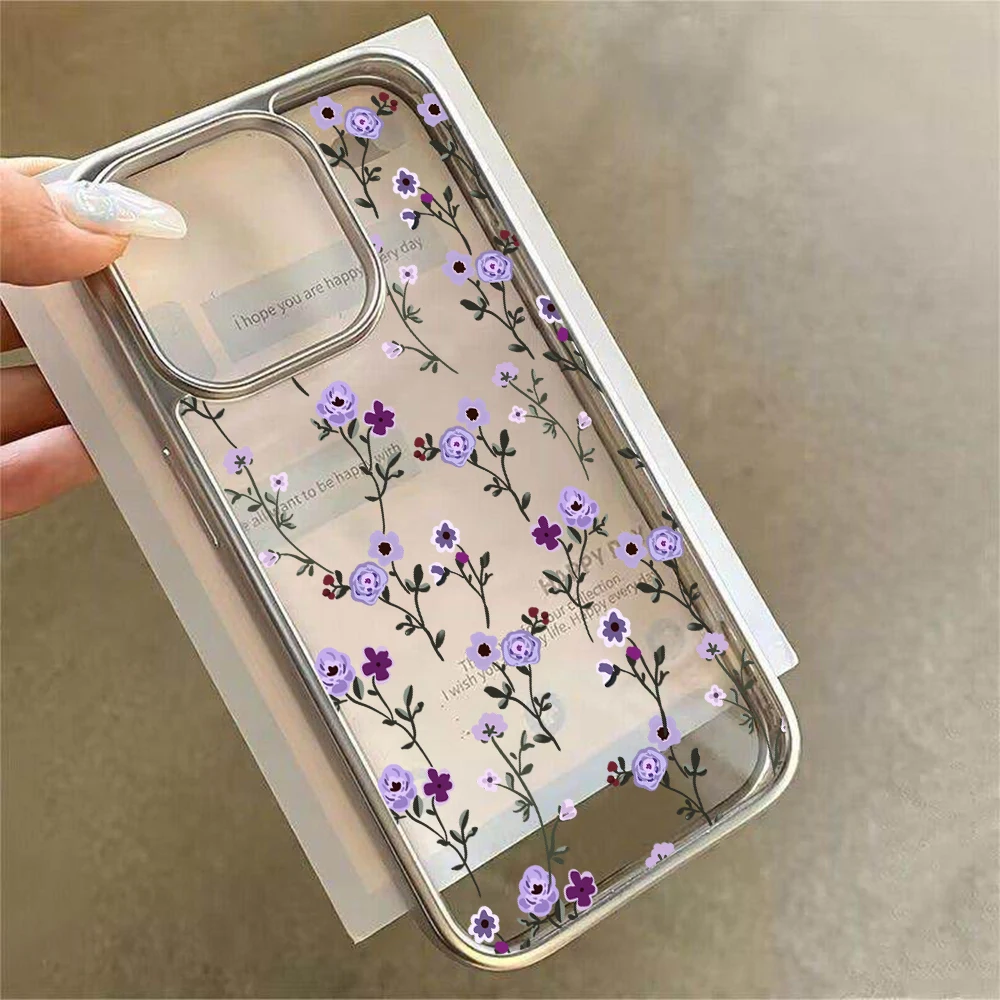 Blumen-Handyhülle für iPhone 17 15 13 14 16 11 12 Pro Max Plus 16 17 XR XS Hüllen Transparent Silberbeschichtet Luxus-Schutzhülle – Detail 15