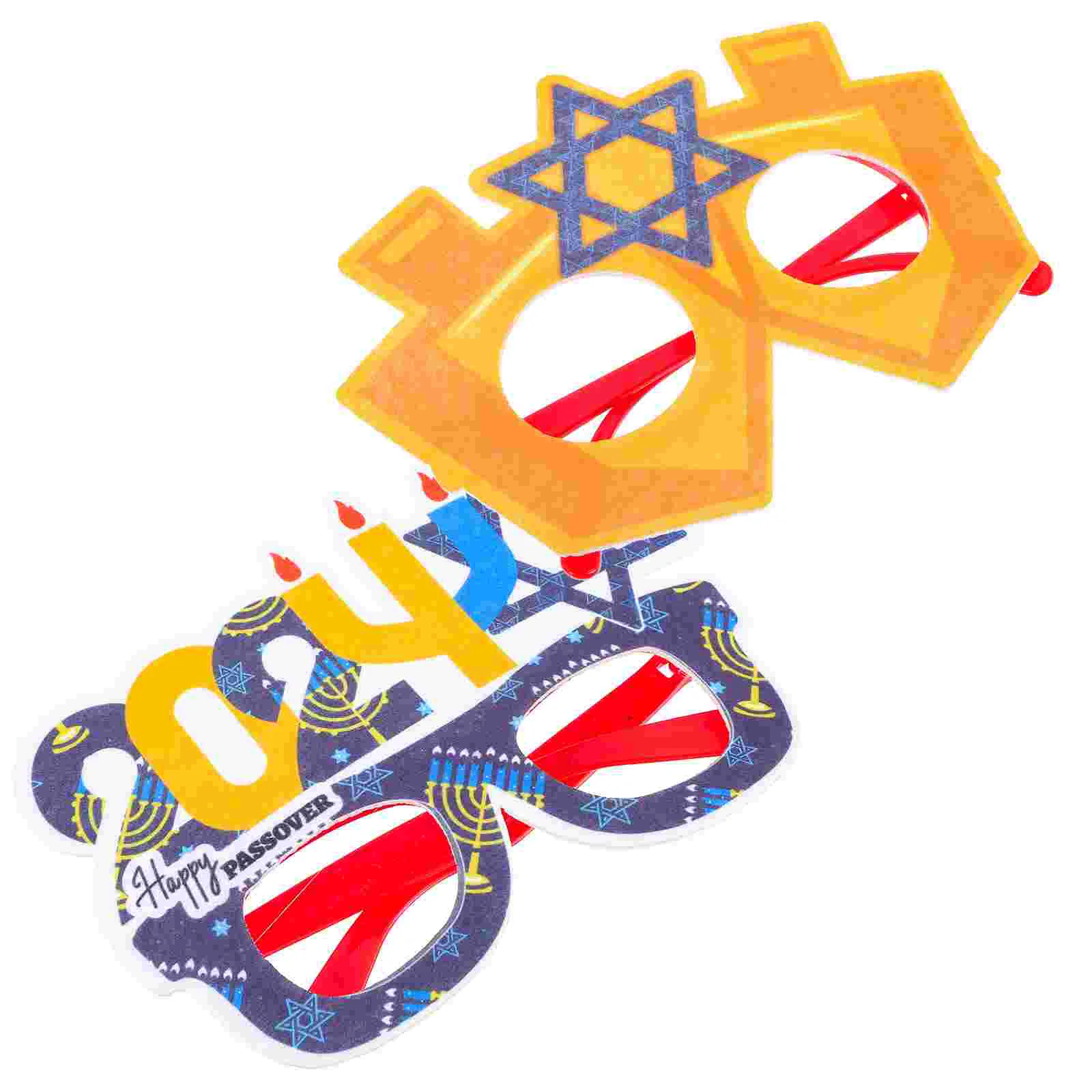 2 Pcs Kosher Party Glasses Funny Miniature Passover Supplies Plastic Decor Eyeglasses Props