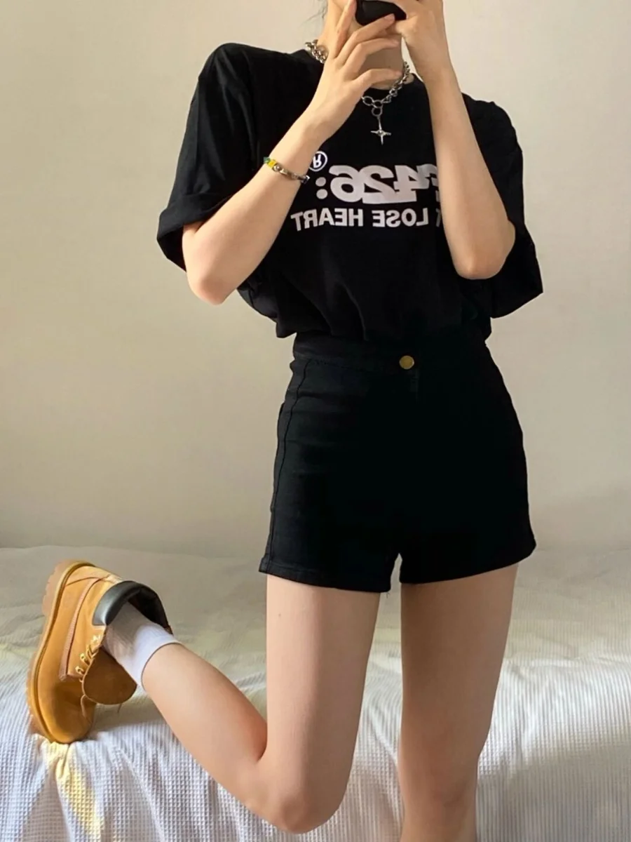 

High Waist Straight Leg Stretchy Denim orts for Women plus Size Summer New Sle Slimming Tight Elastic Hot Pants