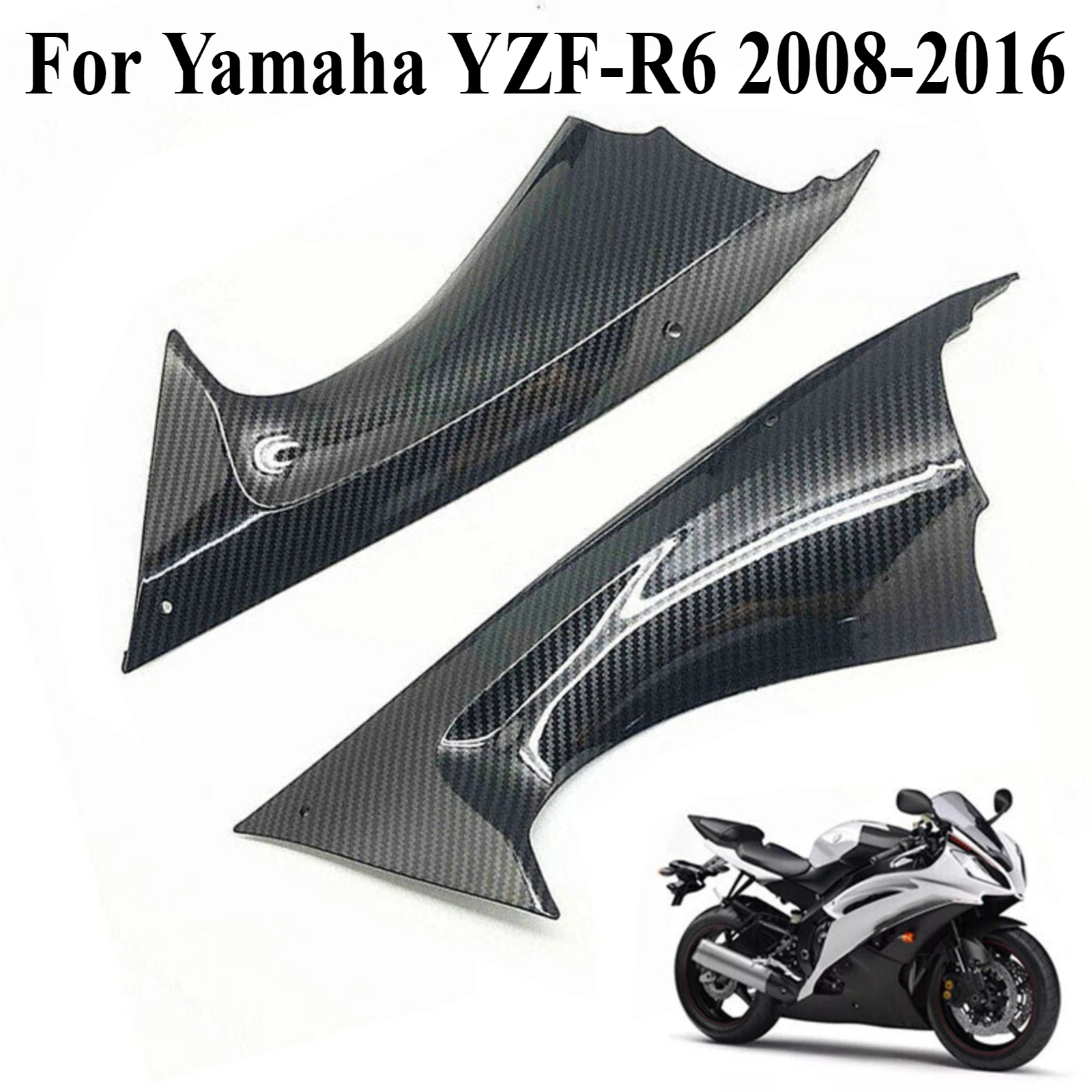 

Для Yamaha YZF-R6 2008-2016: Накладки на воздухозаборники (левая и правая) с карбоновым узором, боковые дефлекторы, защита воздуховодов для мотоцикла