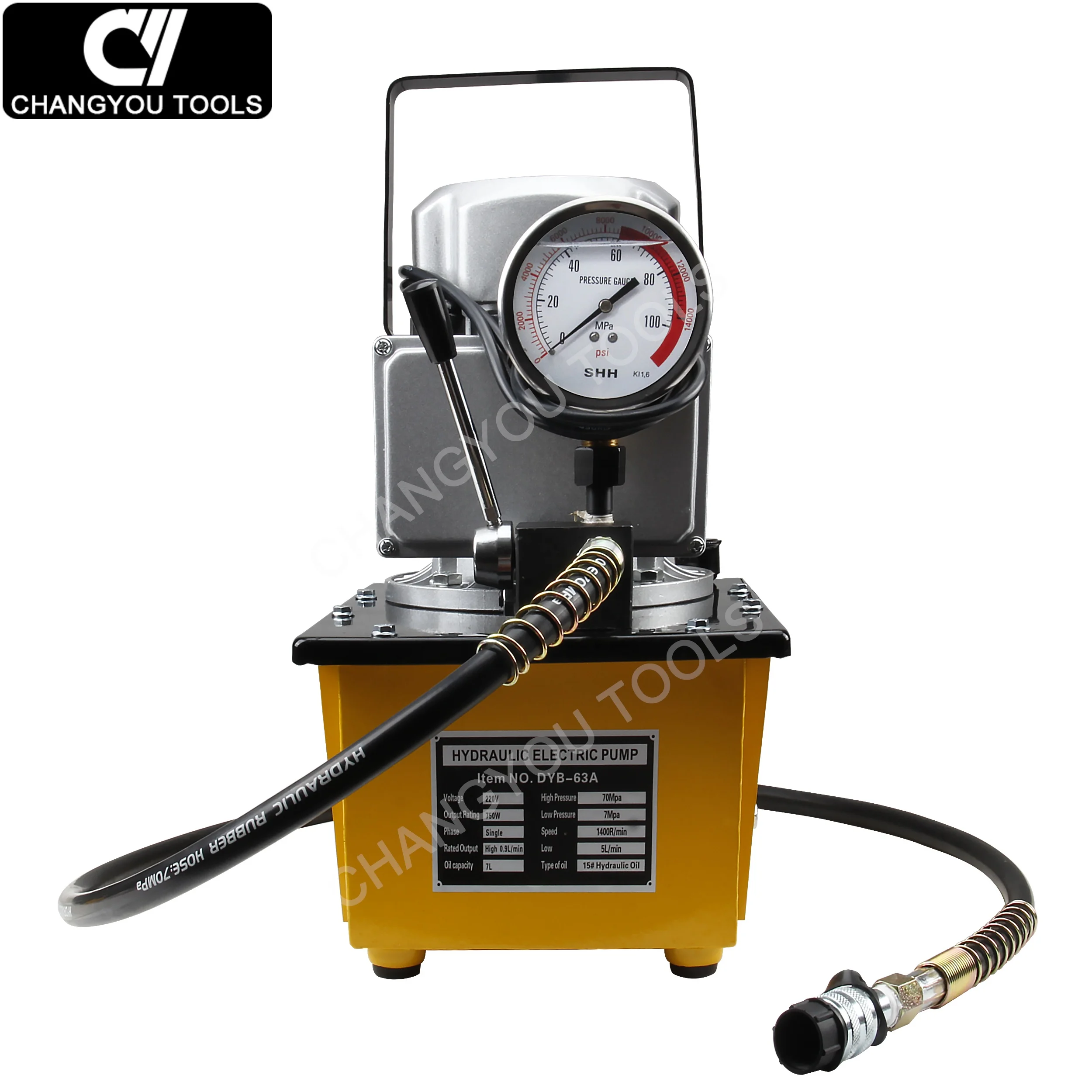 DYB-63A 70Mpa Single-Acting Hydraulic Pump Electric Motor Driven Metal Piston Pump Manual Valve High-Pressure Customizable OEM